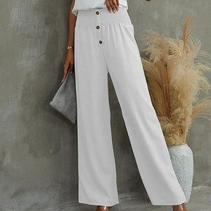 White smoked waist pants – loveu dear